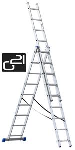 Žebřík G21 třídílný 5,9m, 3x9 příček - 2. jakost